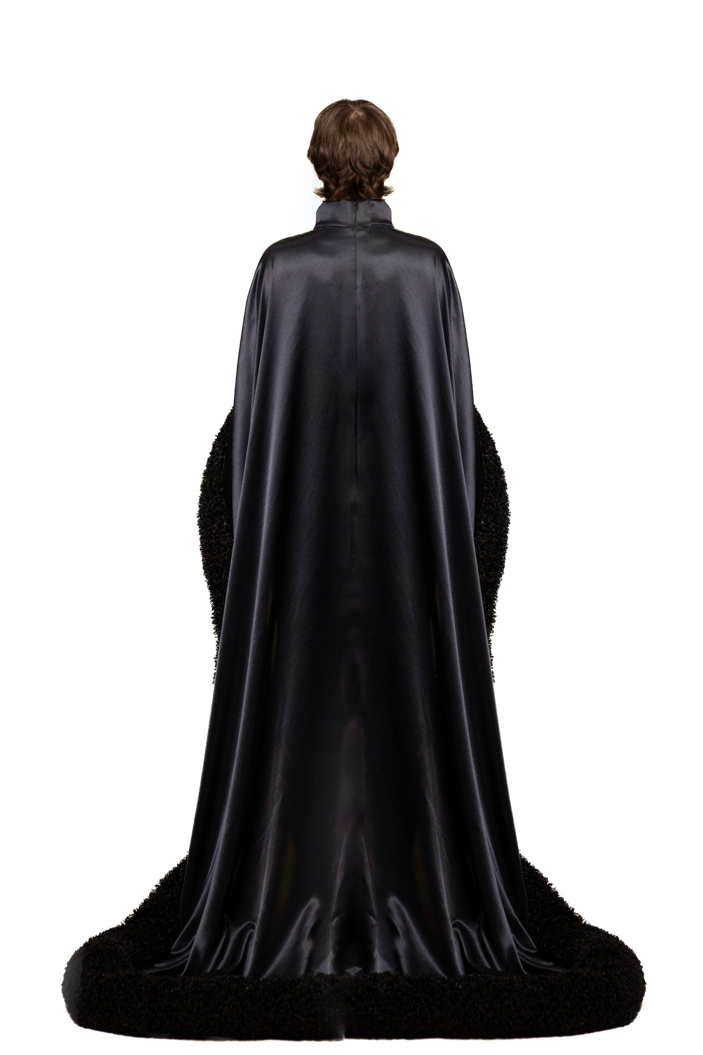 LONG CAPE WITH SHERPA TRIMMING