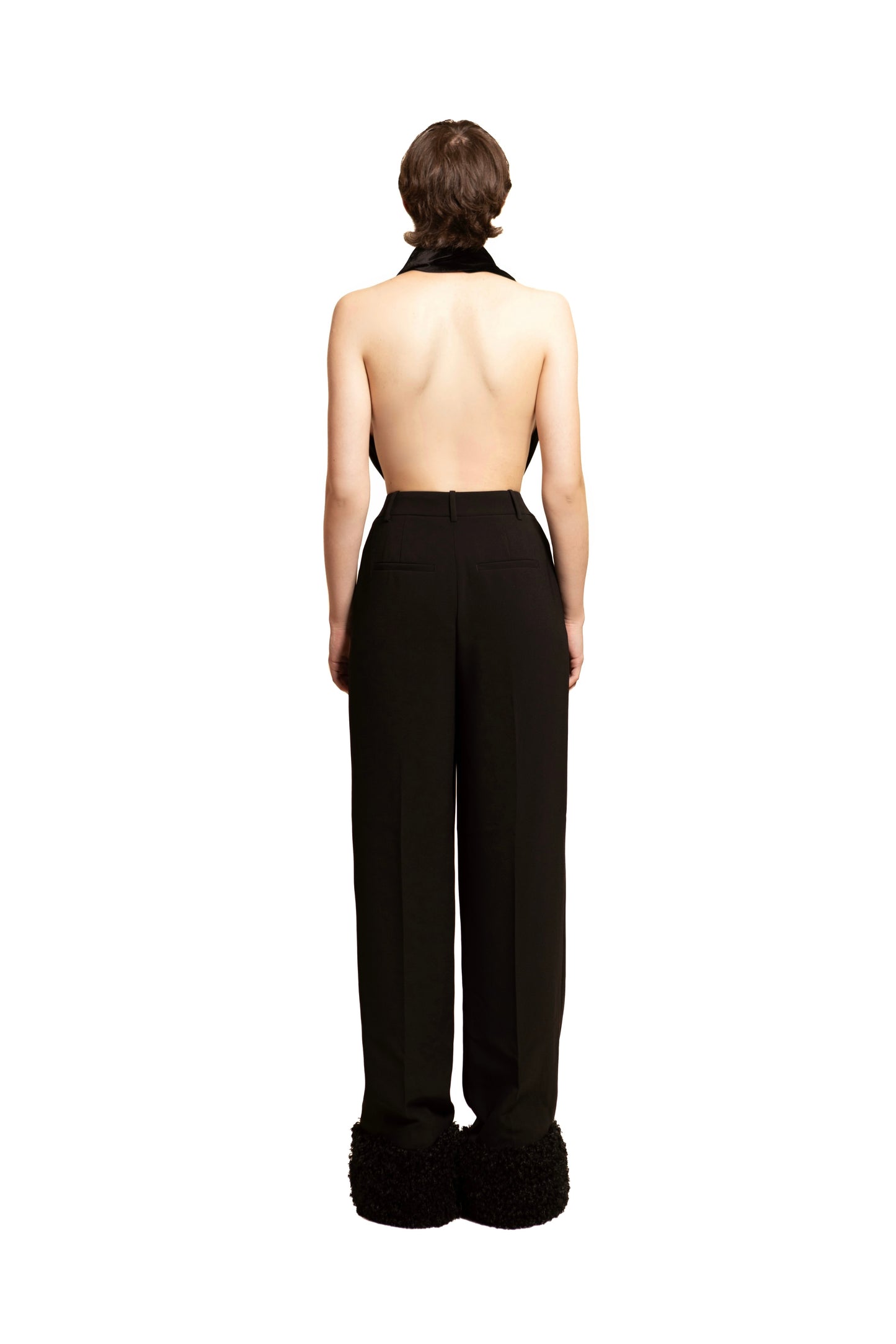 TAILORED PANTS WITH SHERPA FUR TRIM