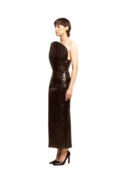 CROC EMBOSSED CORSET DRESS